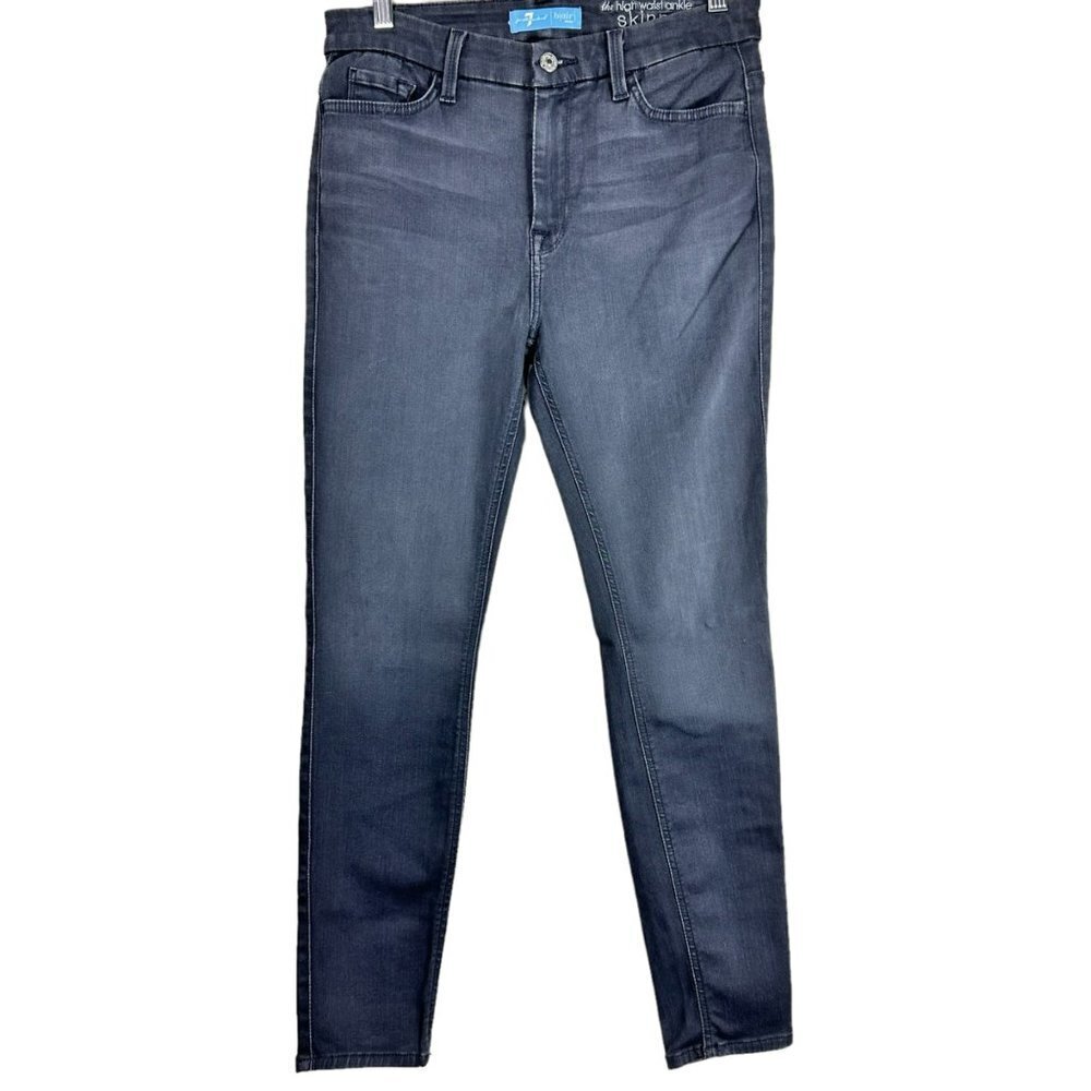 7 For All‎ Mankind b(air) The High Waist Ankle Skinny Jeans Denim Dark Gray 28